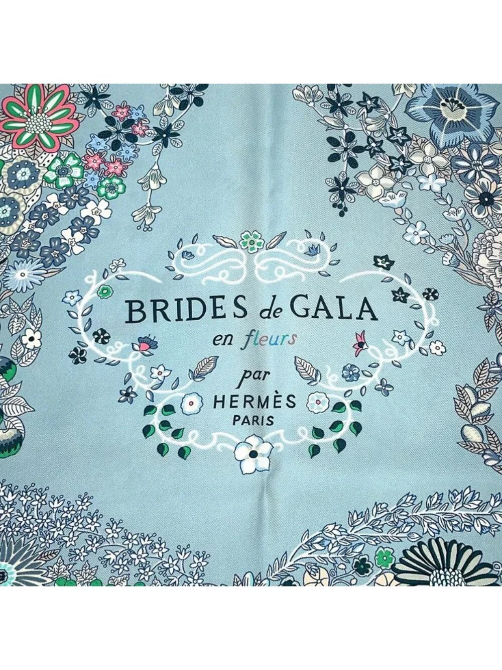 Hermes Scarf Carre 90 Brides de Gala en Fleurs White